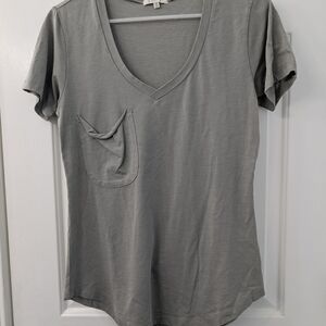Z Supply Gray V-Neck Short Sleeve Tee